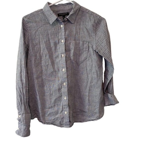 Banana Republic Quinn Boy Fit Blue White Stripe Button Down Shirt Size XS - Picture 1 of 4